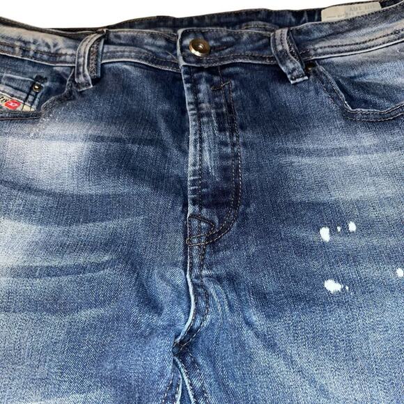 Diesel Kid Waykee-J US Jeans 16Y Regular Straight Blue Distressed Paint Splatter - Picture 5 of 10
